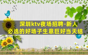 深圳ktv夜场招聘-新人必选的好场子生意巨好当天结